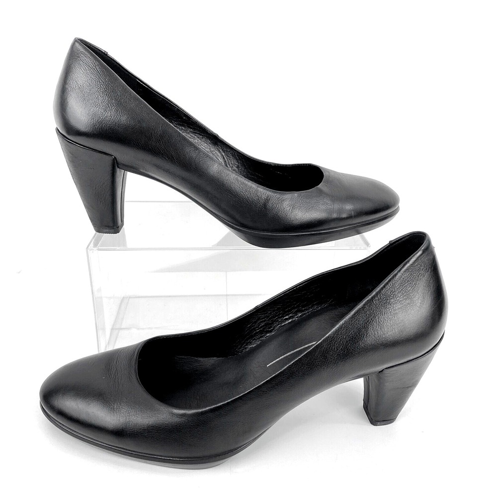 ECCO Heels Leather Pumps 9.5 Plateau 41 Smooth Sculpted Platform Heels Luxury